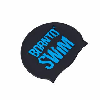 Plavecká silikonová čepice ČERNÁ BornToSwim® Classic MODRÉ logo Barva: Černo/modrá