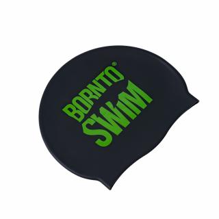 Plavecká silikonová čepice ČERNÁ BornToSwim® Classic ZELENÉ logo Barva: Černo/zelená
