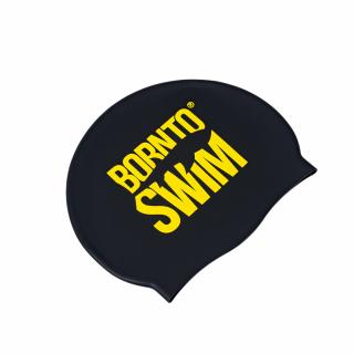 Plavecká silikonová čepice ČERNÁ BornToSwim® Classic ŽLUTÉ logo Barva: Černo/žlutá