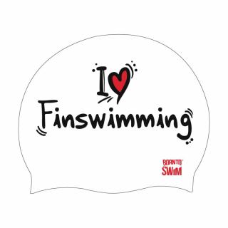 Plavecká silikonová čepice I ❤ FinswimmingX BornToSwim® BÍLÁ Barva: Bílá