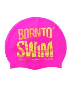 Plavecká silikonová čepice Junior BornToSwim® RŮŽOVÁ VLNY Barva: růžová-vlny, Velikost: 6-10