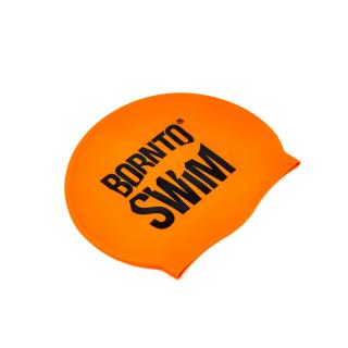 Plavecká silikonová čepice REFLEXNĚ ORANŽOVÁ BornToSwim® ČERNÉ logo Barva: Oranžová
