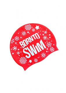 Plavecká silikonová čepice SNOWFLAKES BornToSwim® ČERVENÁ Barva: Červeno/bílá