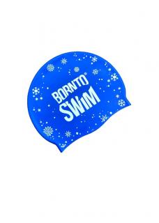 Plavecká silikonová čepice SNOWFLAKES BornToSwim® MODRÁ Barva: Modro/bílá
