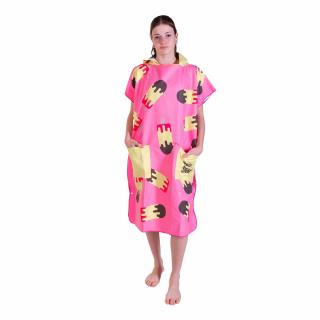 Poncho pro dospěláky s kapucí - Růžovo/žlutá Barva: Růžovo/žlutá, Velikost: 80 x 110 cm