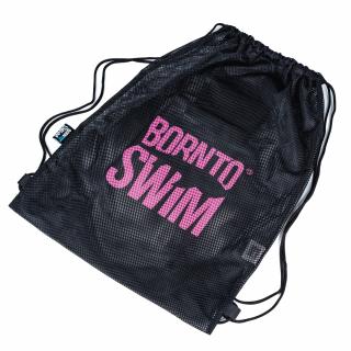 Velký stahovací vak BornToSwim® MESH BAG - Černo/růžová Barva: Černá/růžová
