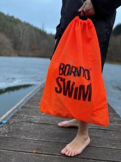 Velký stahovací vak BornToSwim® MESH BAG - Oranžovo/černá Barva: Oranžovo/černá
