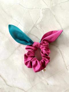 Hair scrunchie pink/blue (Bunny pink/blue)
