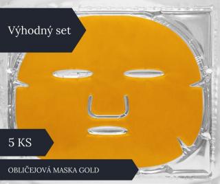 Obličejová maska Gold set 5 ks (hydratační a omlazující maska ​​na pleť)