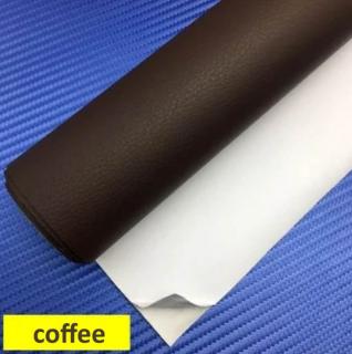 Coffee hnědá elastická samolepicí umělá kůže PU 50cm x 135cm