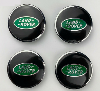 Středové pokličky LAND ROVER černá/zelená (průměr vnější 63mm/ vnitřní 48mm) 4ks (Uvedená cena je za 4ks)