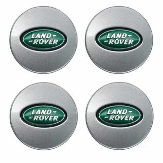 Středové pokličky LAND ROVER stříbrná/zelená (průměr vnější 63mm/ vnitřní 48mm) 4ks (Uvedená cena je za 4ks)