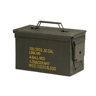kovová muniční bedna US MEDIUM CAL.50/5.56 zelená použitá