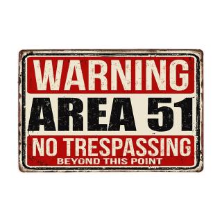 plechová cedule Area 51 / oblast 51 - No Trespassing