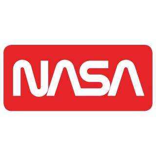 samolepka NASA worm logo bílá/červený podklad