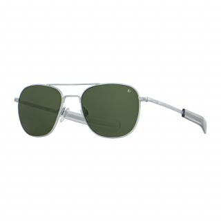sluneční brýle Original Pilot stříbrné matné zelený nylon v.52
