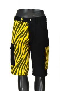 PUNK KRAŤASY S BOČNÍMA KAPSAMA ČERNÁ / ŽLUTÁ ZEBRA - pánské