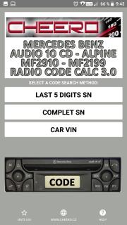 MERCEDES BENZ RADIO CODE ALPINE MF2910 MF2199 AUDIO 10 CD