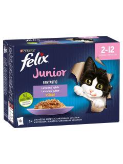 FELIX Fantastic Junior Multipack 12x85g hovězí/kuře/sardinky/losos v želé