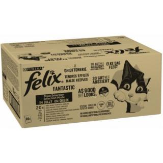 FELIX Fantastic Multipack 80x85h hovězí/kuře/tuňák/treska v želé