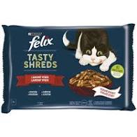 FELIX TASTY SHREDS hovězí a kuře ve šťávě 4x85g