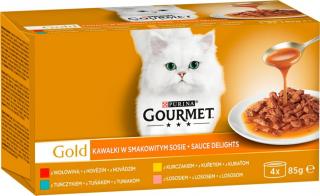 GOURMET Gold Sauce Delight multipack 4x85g hovězí/kuře/tuňák/losos v omáčce
