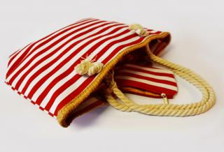 Kabelky: Dámská námořnická kabelka červeno-bílá s POUZDREM!