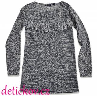 BS dívčí pletené šaty- dlouhý svetr šedý melír ,,ETNO,,