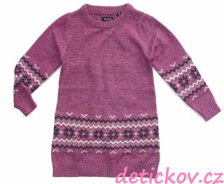 BS mini girl úpletové šaty s norským vzorem fialové