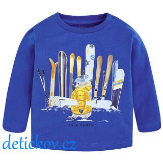 Mayoral baby boy tričko ,, Tučňák s lyžemi,, modré