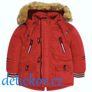 Mayoral baby boy zimní kabát- bunda s kožešinou červený