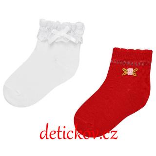 Mayoral baby girl 2 pack ponožky červené a bílé