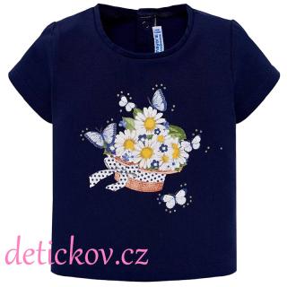 Mayoral baby girl tričko ,,Kopretiny ,, modré 015
