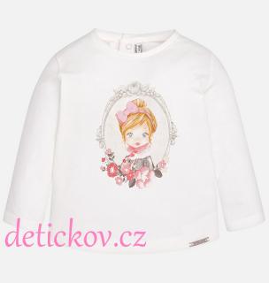 Mayoral baby girl tričko ,,Obrázek- Holčička ,, bílé s růžovou