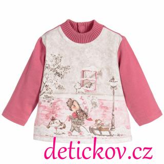 Mayoral baby girl tričko - roláček ,,Zimní procházka ,,růžové