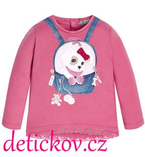 Mayoral baby girl tričko ,,Štěňátko,, tmavě růžové