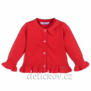 Mayoral baby lehoučký bavlněný svetřík - cardigan červený