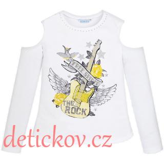 Mayoral dívčí tričko ,,Rock ,,bílé se žlutým potiskem