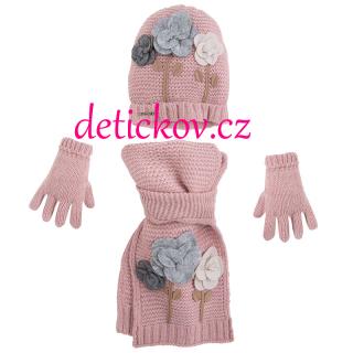 MAYORAL dívčí zimní set s rukavičkami růžový