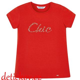 Mayoral girl bavlněné tričko ,,Chic,, červené b. 033