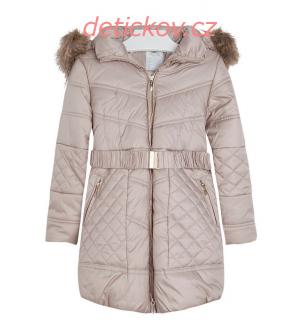 Mayoral girl dívčí zimní kabát s kožešinou BÉŽOVÝ