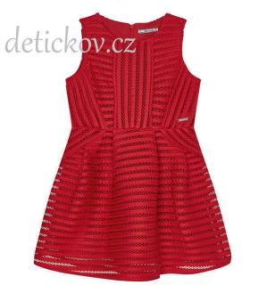 Mayoral girl letní šaty z krajkového tylu červené