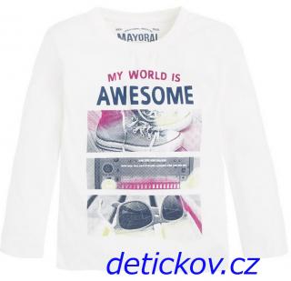 Mayoral mini boy bílé triko ,,Awesome world,,