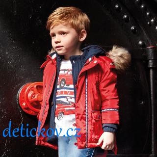 Mayoral mini boy zimní kabát- bunda parka s kožešinou červený