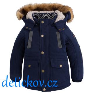 Mayoral mini boy zimní kabát- bunda parka s kožešinou modrý