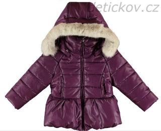 Mayoral mini fialový zimní kabátek s kožešinou