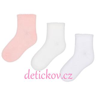 Mayoral mini girl 3 pack ponožek bílé a růžové b. 42