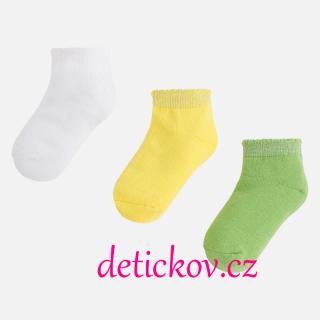 Mayoral mini girl 3 pack ponožek bílé+žluté+kiwi