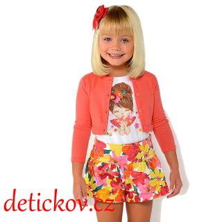Mayoral mini girl bavlněné kraťásky barevné ,, Ibišky,, korálové 045