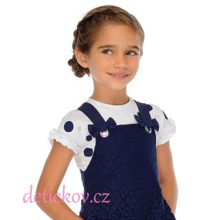 Mayoral mini girl bavlněné tričko puntíky modré